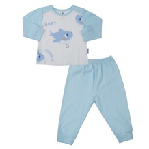Bộ quần áo dài tay bé trai KidsPlaza rayon in 3 cá M25T (Trắng xanh)