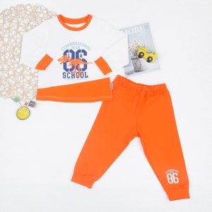 Bộ quần áo bé trai dài tay KidsPlaza in số 86 TT22T (Cam)