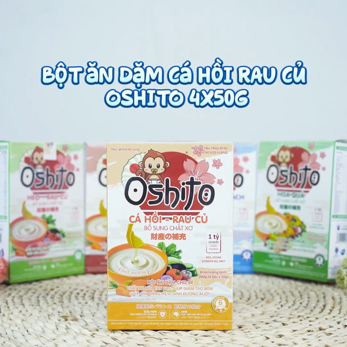 Bột ăn dặm Oshito gạo sữa lúa mạch 4x50g - video