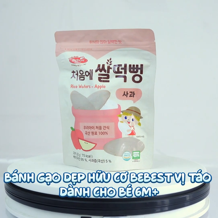 Bánh gạo dẹp hữu cơ Bebest vị táo dành cho bé 6m+ - video