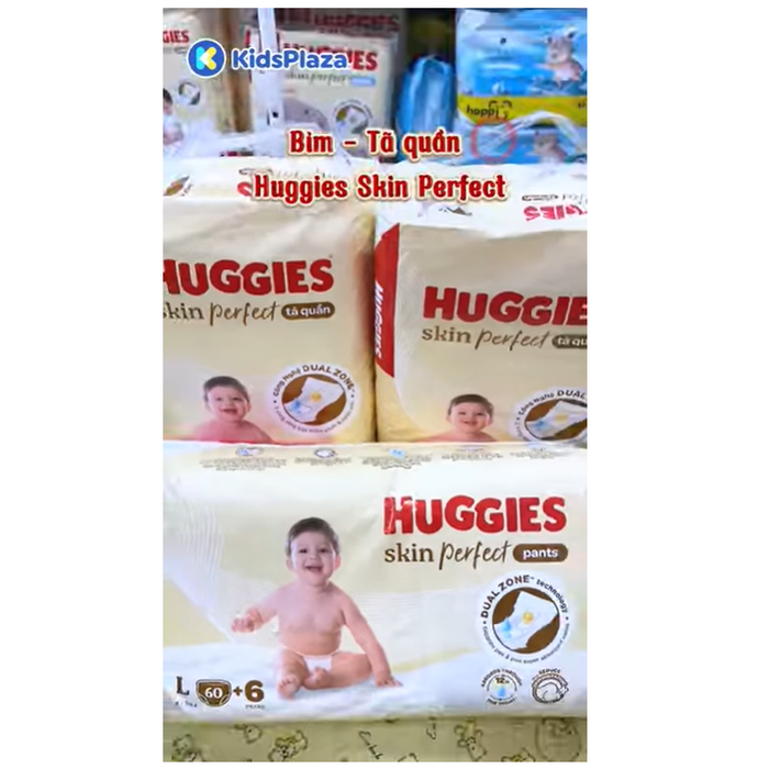 Bỉm - Tã quần Huggies Skin Perfect size L60-66 miếng (cho bé 9 - 14kg) - video