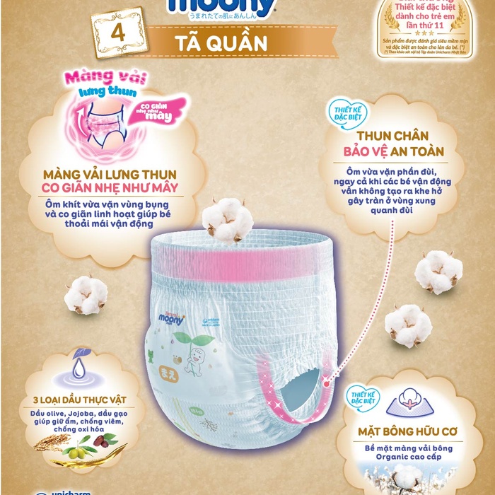 Bỉm - Tã quần Moony Natural dịu nhẹ size M 46 miếng (5 - 10kg)hình 10
