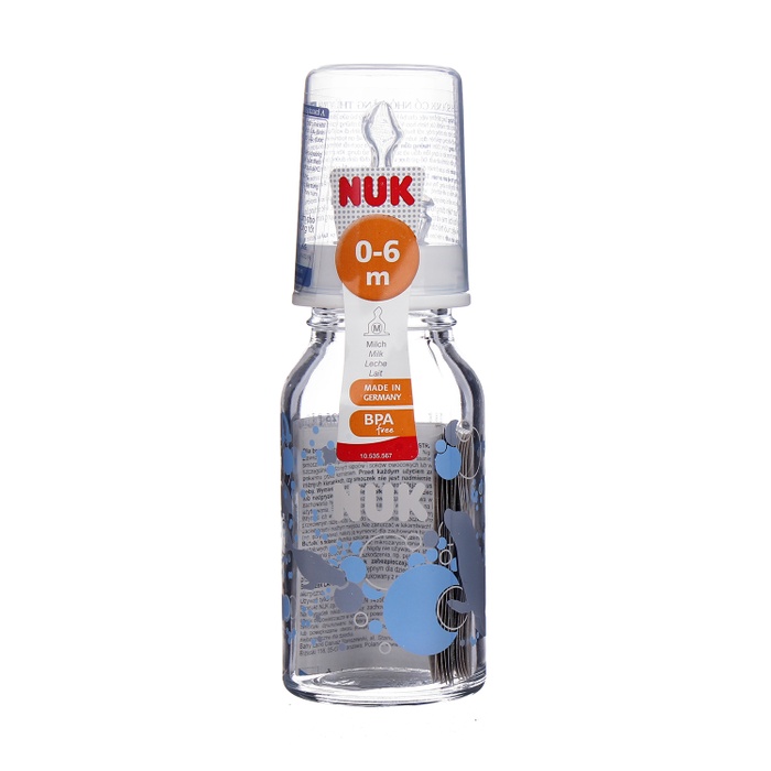 Bình sữa Nuk 125ml cổ hẹp siliconmặt phải