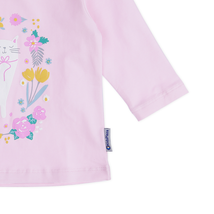 Bộ quần áo dài tay bé gái KidsPlaza in hình con mèo TT21T (Hồng)mặt sau
