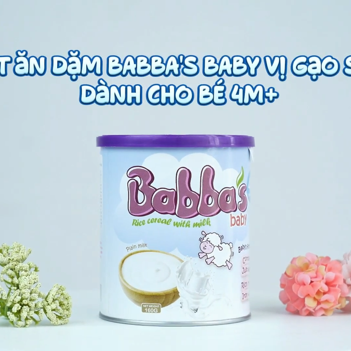 Bột ăn dặm Babba's Baby vị gạo sữa dành cho bé 4M+ - video