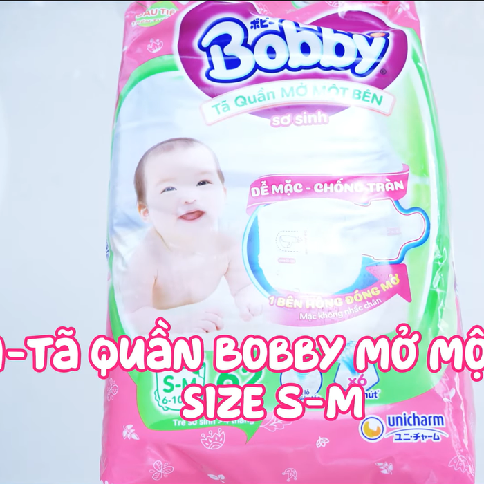 Bỉm - tã quần mở một bên Bobby size S-M 62 miếng (Cho bé từ 6-10kg) - video