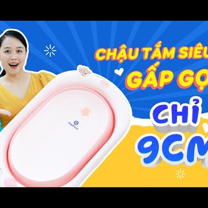Chậu tắm cho bé Kidsplaza cảm biến gấp gọn 6009 (Hồng pastel) - video