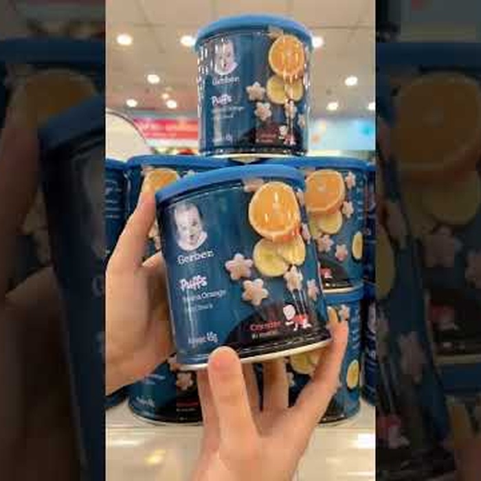 Bánh ăn dặm Gerber hình sao vị Chuối Cam 49g cho bé 8M+ - video