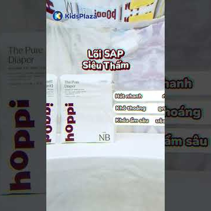 Bỉm - Tã dán Hoppi The Pure size L 40 miếng (cho bé từ 9-13kg) - video