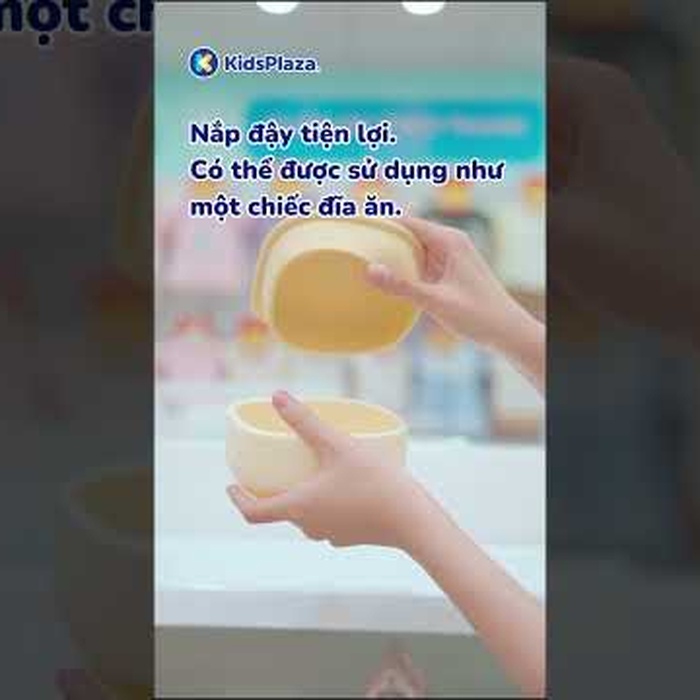 Bát ăn dặm có đế hút kèm nắp silicone Moyuum (Trắng đỏ) - video