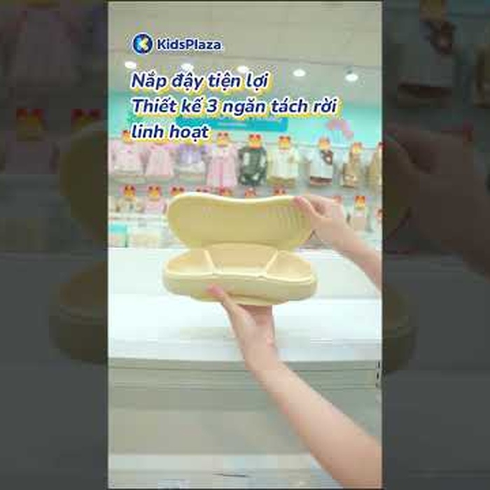 Khay ăn silicone Moyuum 3 ngăn cao cấp (Hồng dâu) - video