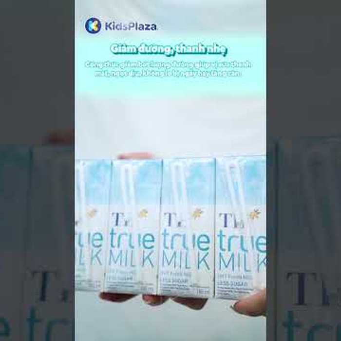 Sữa tươi tiệt trùng ít đường TH True Milk 4*180ml - video