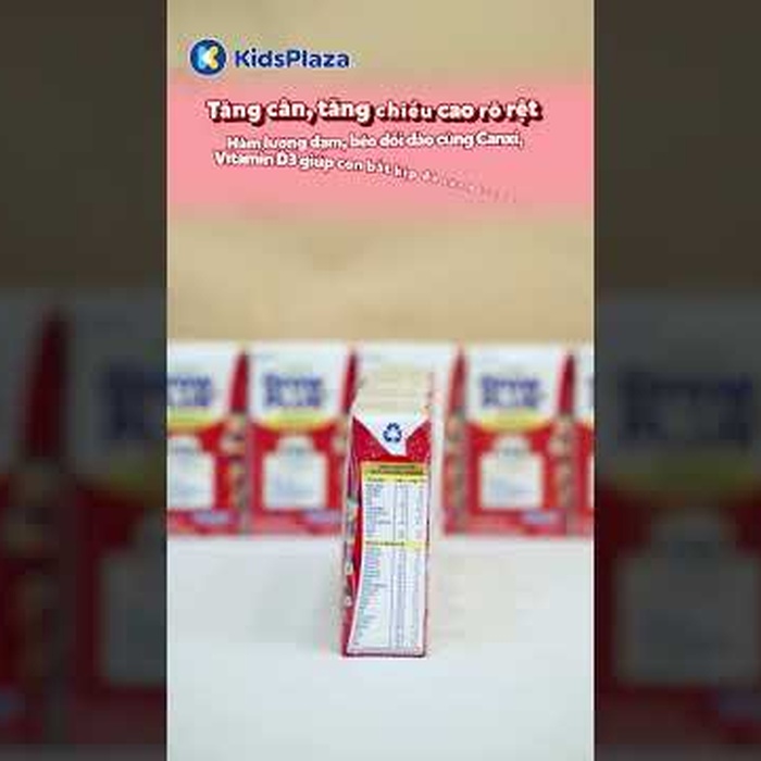 Sữa dinh dưỡng pha sẵn Nutifood GrowPlus+ Đỏ ít đường  4*110ml  - video