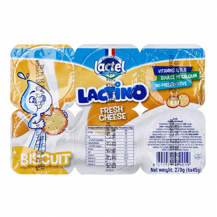 Phô mai tươi Lactino vị Biscuit 6*45g dành cho bé trên 6 tháng tuổimặt phải