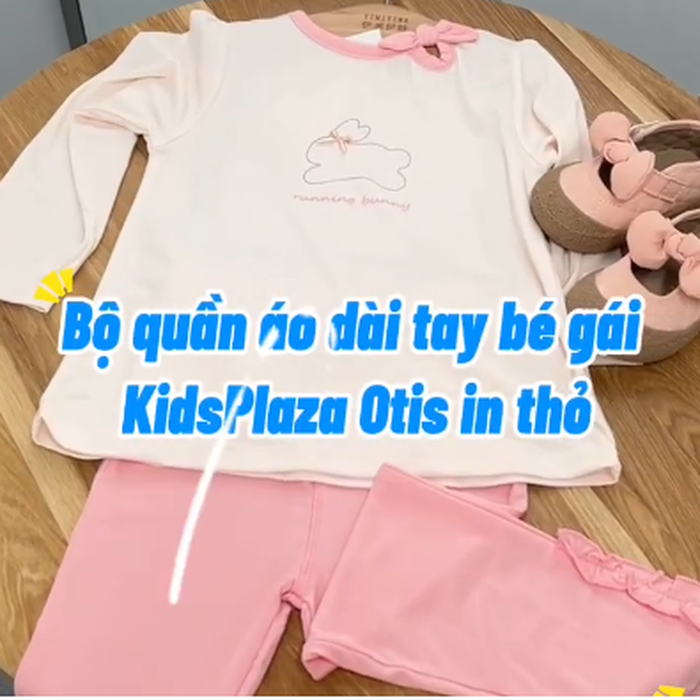 Bộ quần áo dài tay bé gái KidsPlaza Otis in thỏ ND25T (Màu hồng) - video