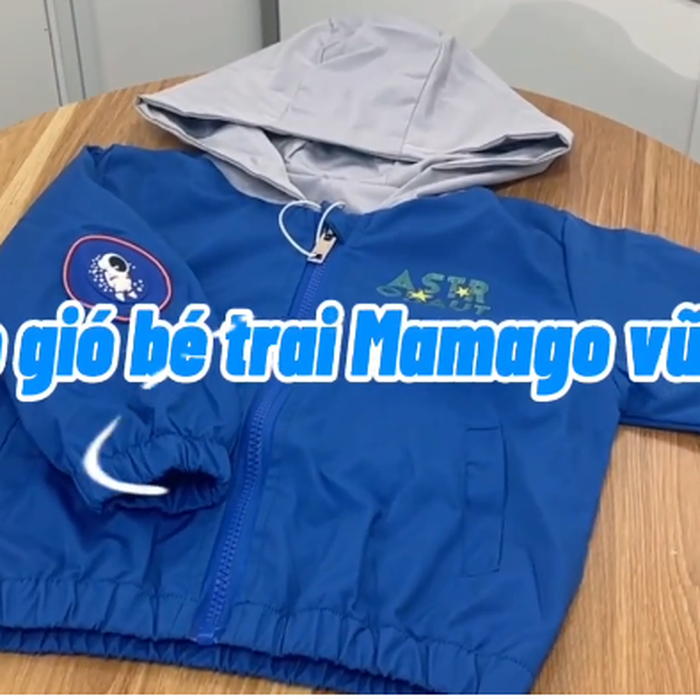 Áo gió bé trai Mamago vũ trụ 25K-WJ02 (Xanh xám) - video