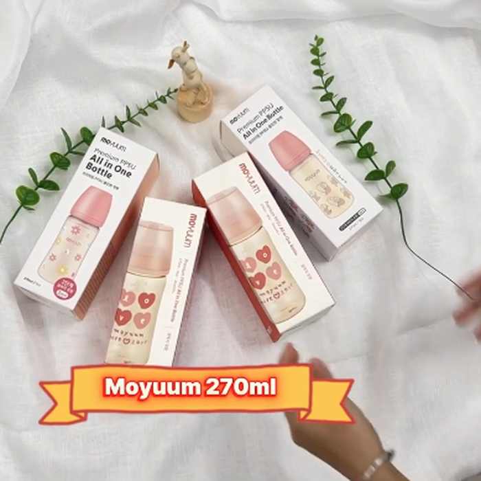 Bình sữa Moyuum Mov.aa cổ rộng thế hệ mới họa tiết 250ml (Màu trắng) - video