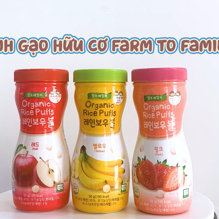 Bánh gạo hữu cơ Farm to family vị táo hộp 50g (6M+) - video