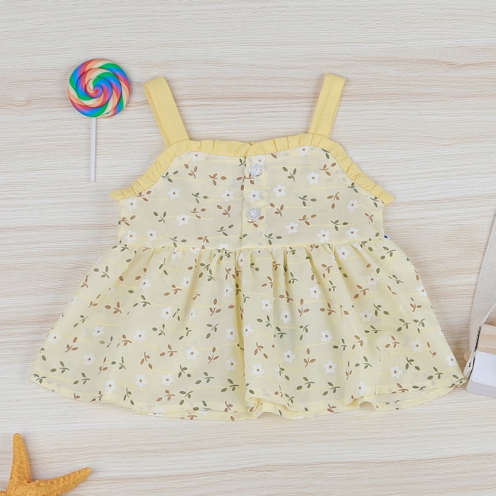 Set váy 2 dây hoa băng đô KidsPlaza HN22H vàngmặt trái