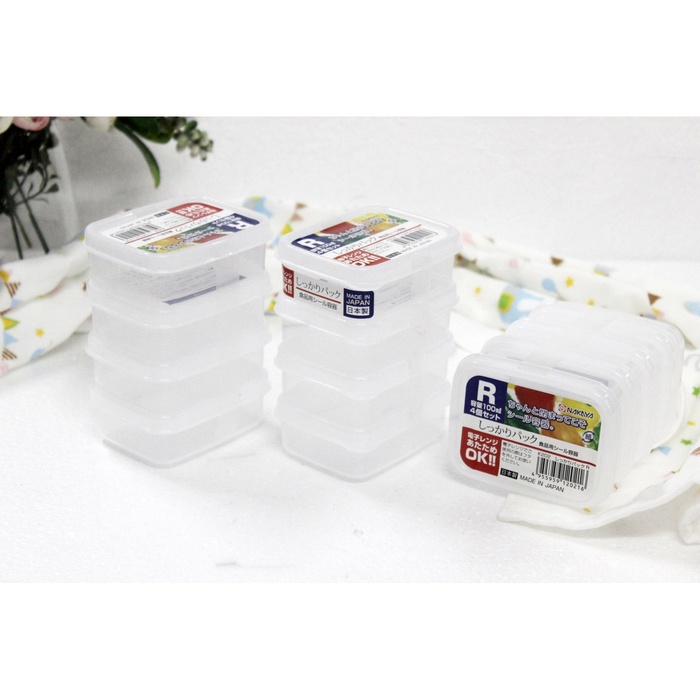 Set 4 hộp nhựa Konbini 100ml mặt trái