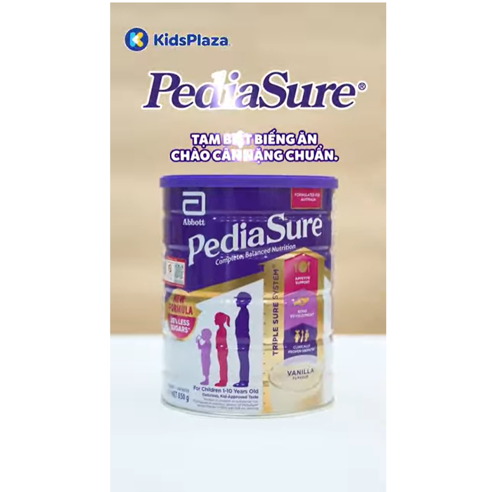 Sữa bột PediaSure Úc hương vani (cho bé 1-10 tuổi) 850g - video