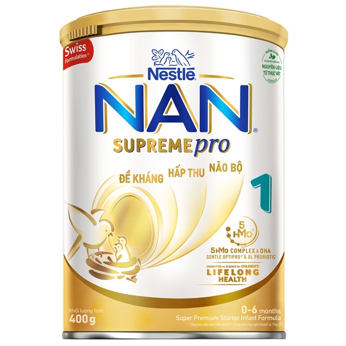 Sữa Nan Supreme Pro số 1 5-HMO (cho bé 0-12 tháng) 400gmặt sau