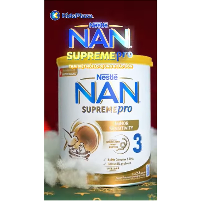 Sản phẩm dinh dưỡng công thức Nan Supreme Pro 3 800g cho bé 2-6 tuổi - video
