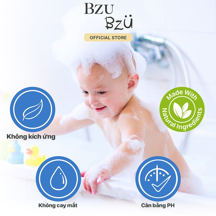 Sữa tắm gội toàn thân sơ sinh Bzu Bzu 200mlmặt phải