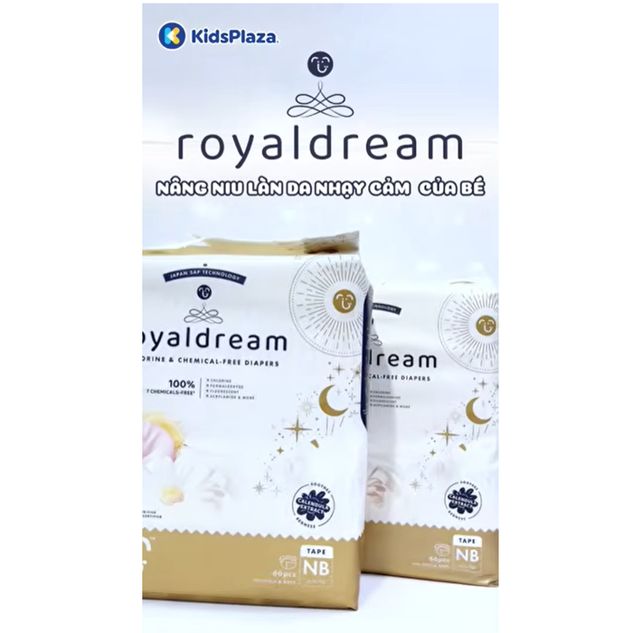 Bỉm - Tã dán Hoppi RoyalDream cao cấp size NB 66 miếng (cho trẻ <= 5kg) ) - video