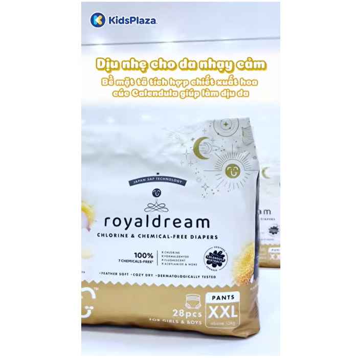Bỉm - Tã quần Hoppi RoyalDream cao cấp size XXL 28 miếng (cho bé >=15kg) - video