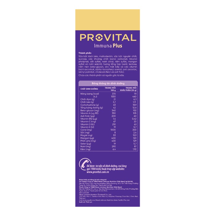 Thực phẩm bổ sung Provital Immuna Plus 480gmặt phải