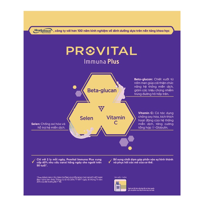 Thực phẩm bổ sung Provital Immuna Plus 480gmặt sau