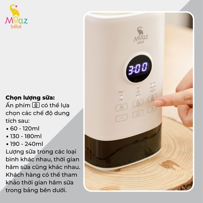 Máy hâm sữa đơn cho bé Moaz BéBé MB033 mặt phải