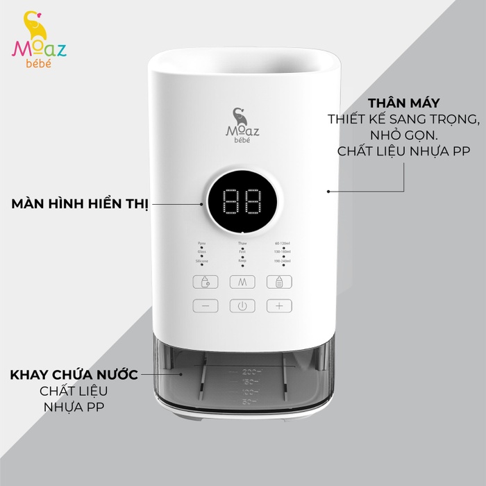 Máy hâm sữa đơn cho bé Moaz BéBé MB033 góc nghiêng