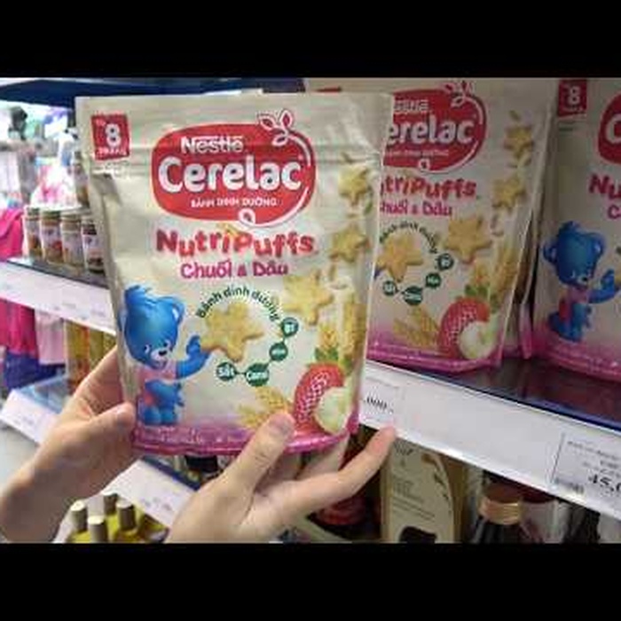 Bánh ăn dặm Nestle vị dâu chuối 50g cho bé 8M+ - video
