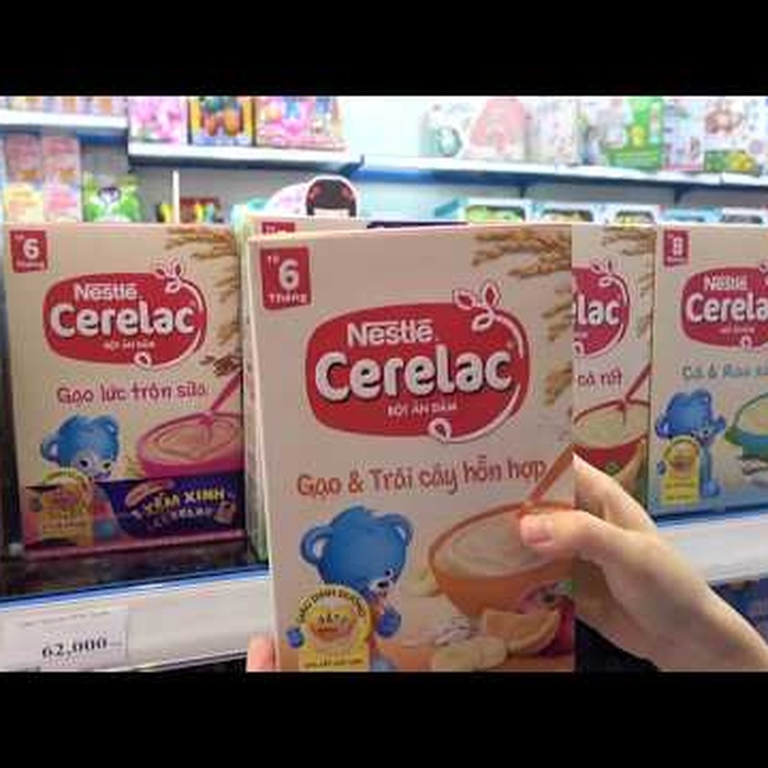 Bột ăn dặm Nestle gạo và trái cây hỗn hợp 200g cho bé 6M+ - video