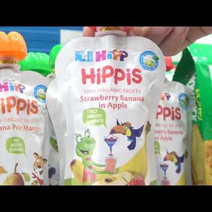 Trái cây nghiền Hippis vị Dâu tây, chuối, táo 8521 - video