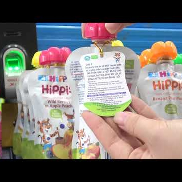 Trái cây nghiền Hippis vị dâu rừng, táo, đào 8525 - video