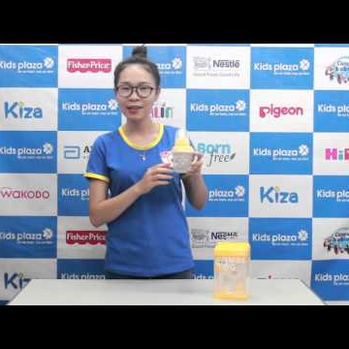 Bình tập uống Combi Step 1 chấm bi vàng nhạt 3641 - video