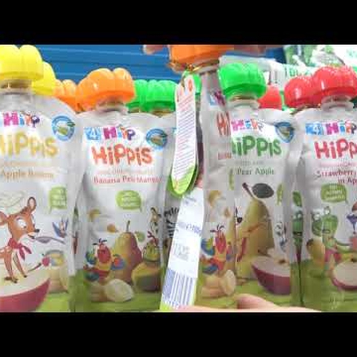 Trái cây nghiền Hippis vị chuối, lê, xoài 8523 - video