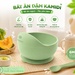 Bát ăn dặm Silicone Kamidi chống lật Xanh/Be (Màu ngẫu nhiên) - mặt trước