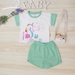 Bộ cộc bé gái in cá ngựa KidsPlaza TT22H Xanh - mặt trước