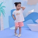 Bộ cộc bé gái in cầu vồng KidsPlaza TT22H Trắng  - mặt trước
