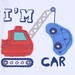 Bộ quần áo cộc tay bé trai KidsPlaza dập in hình chữ I'm Cars TT21H (Trắng Xanh) - góc nghiêng