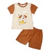 Bộ quần áo cộc tay bé trai KidsPlaza in gấu M24H (Be nâu) - mặt trước