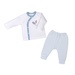 Bộ quần áo dài tay cài lệch bé trai KidsPlaza kẻ trắng xanh ND22H - mặt trước