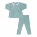 Bộ quần áo sau sinh cho mẹ in họa tiết Trái Tim cổ ren xanh M23 - mặt sau