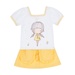 Bộ quần áo zip kaki in hình Bé Gái tết tóc hai bên KidsPlaza M21H (Trắng Vàng) - mặt trước