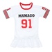 Bộ váy cộc bé gái Mamago in 91 kẻ sọc tay LN20H (Trắng) 5Y - mặt trước