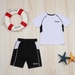 Bộ cộc bé trai thêu bóng KidsPlaza VY22H Trắng - mặt trước
